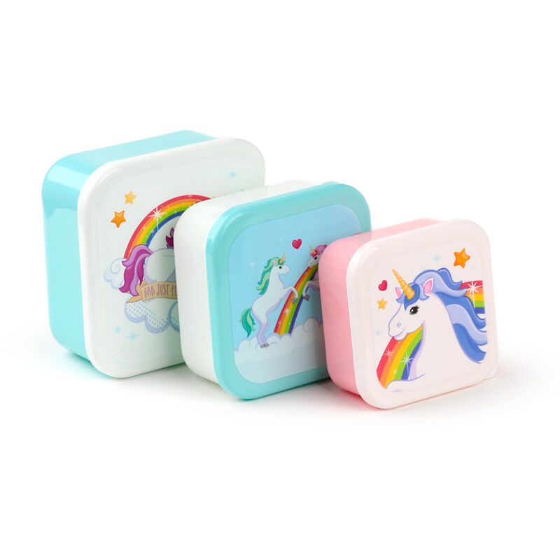 Set 3 pranzo box s m l-richinting arcobaleno unicorno