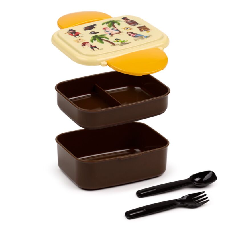Jolly Rogers Pirate Clip Bento Box Lunch Box con cubiertos