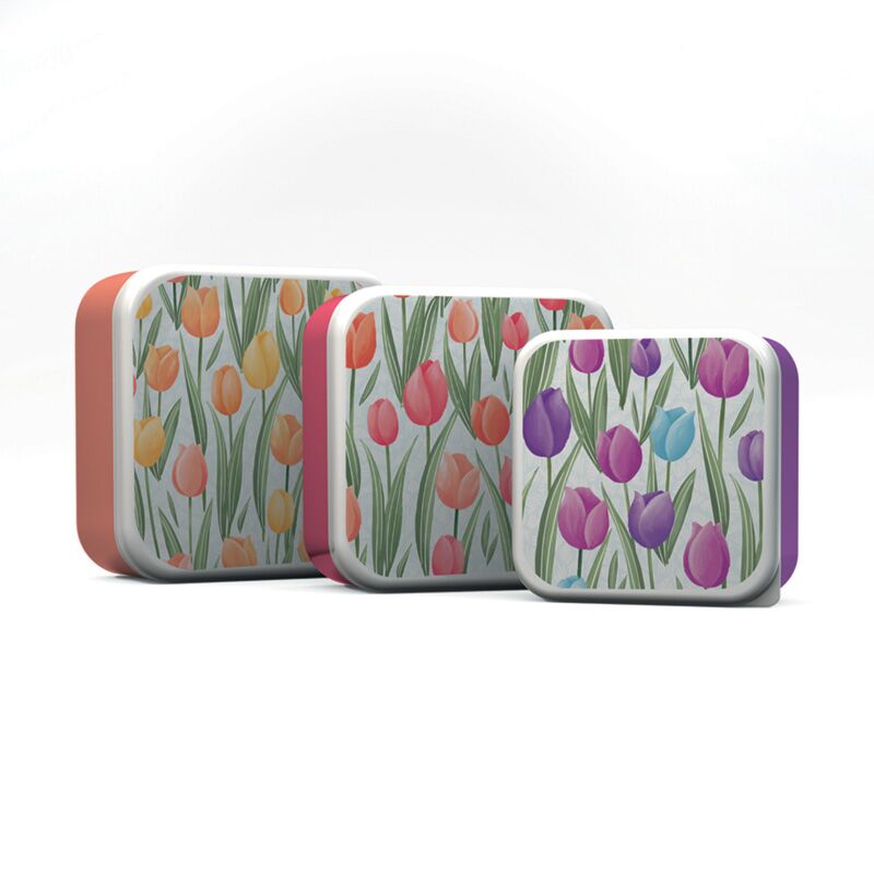 Set de 3 fiambreras s m l tulipanes