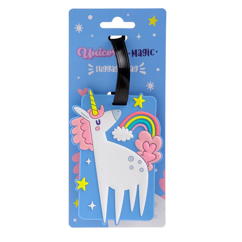 Etichetta valigia magica in pvc unicorno