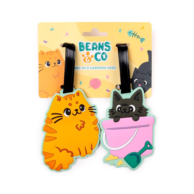 Beans co katten pvc kofferlabel set van 2