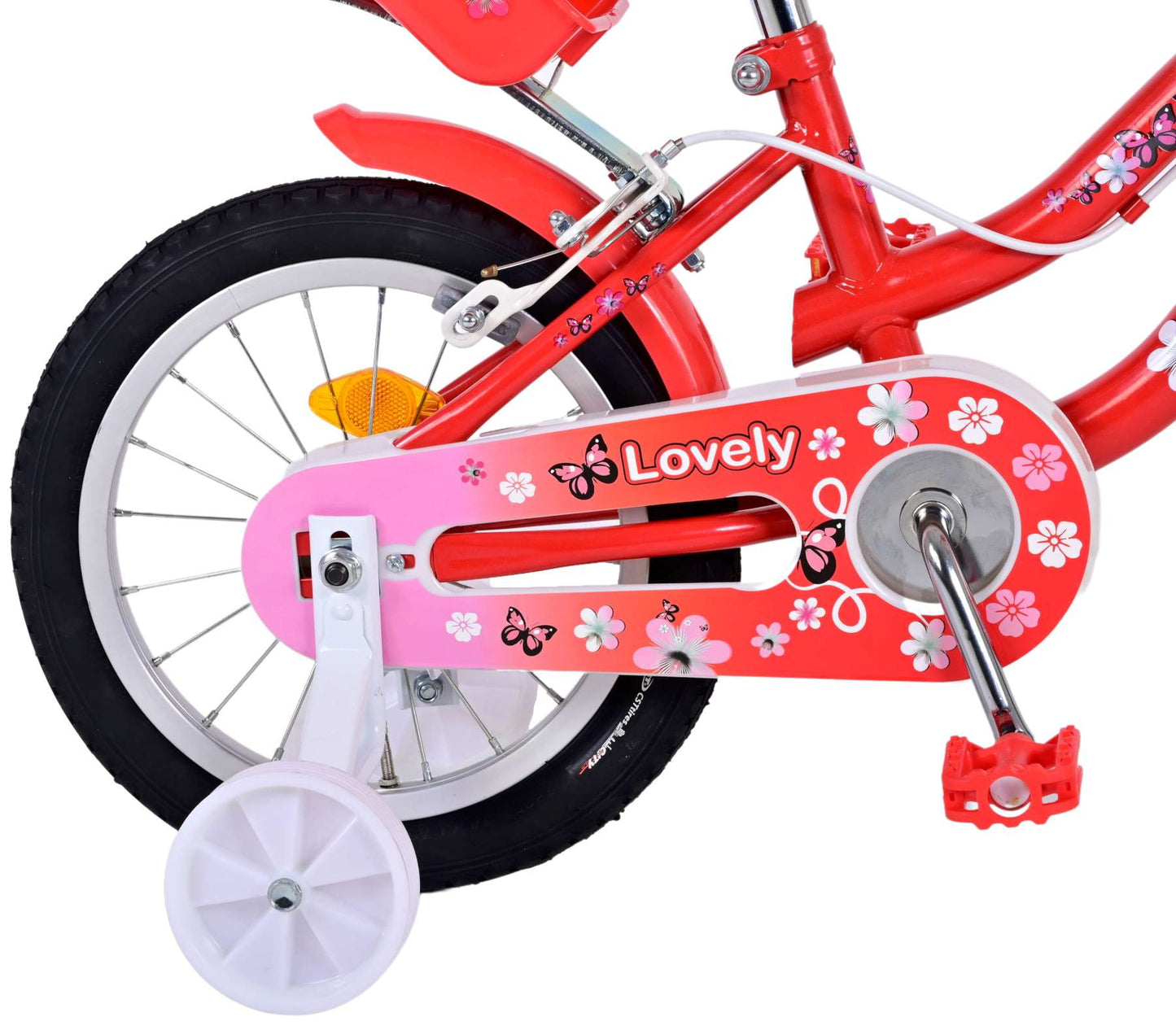 Biciclette per bambini adorabili Volare - Girls - 14 pollici - Bianco rosso - Freni a due mani