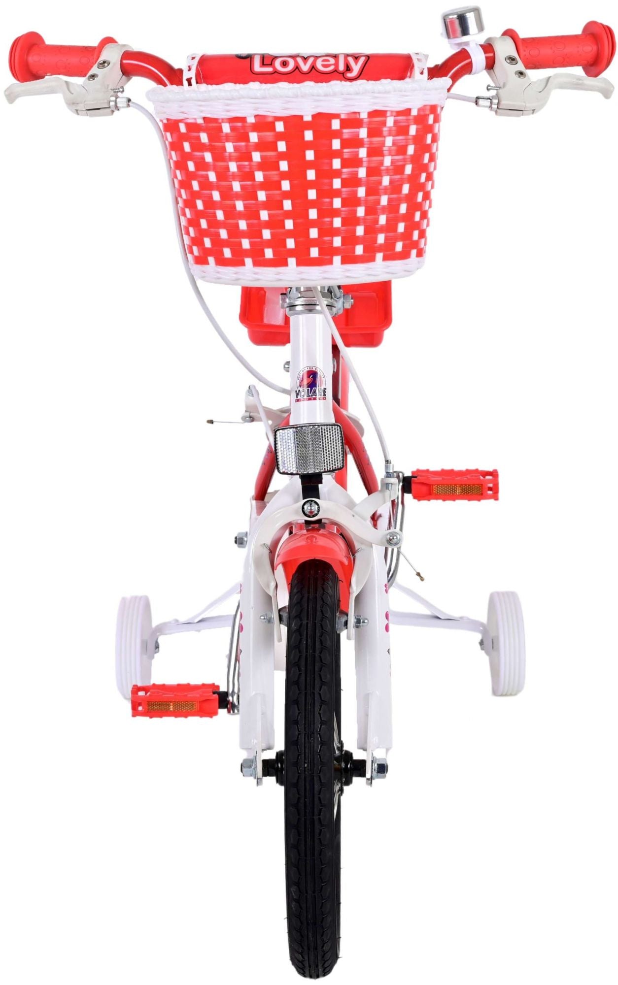 Biciclette per bambini adorabili Volare - Girls - 14 pollici - Bianco rosso - Freni a due mani