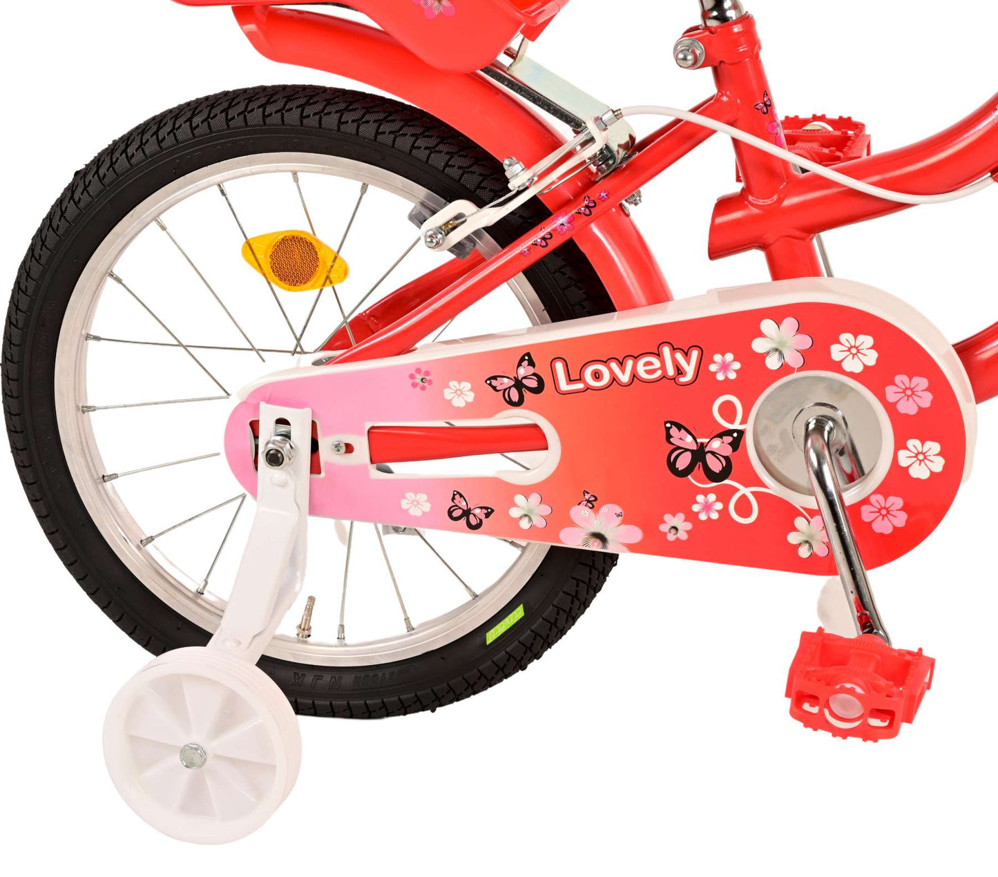 Biciclette per bambini adorabili Volare - Girls - 16 pollici - Bianco rosso - Freni a due mani