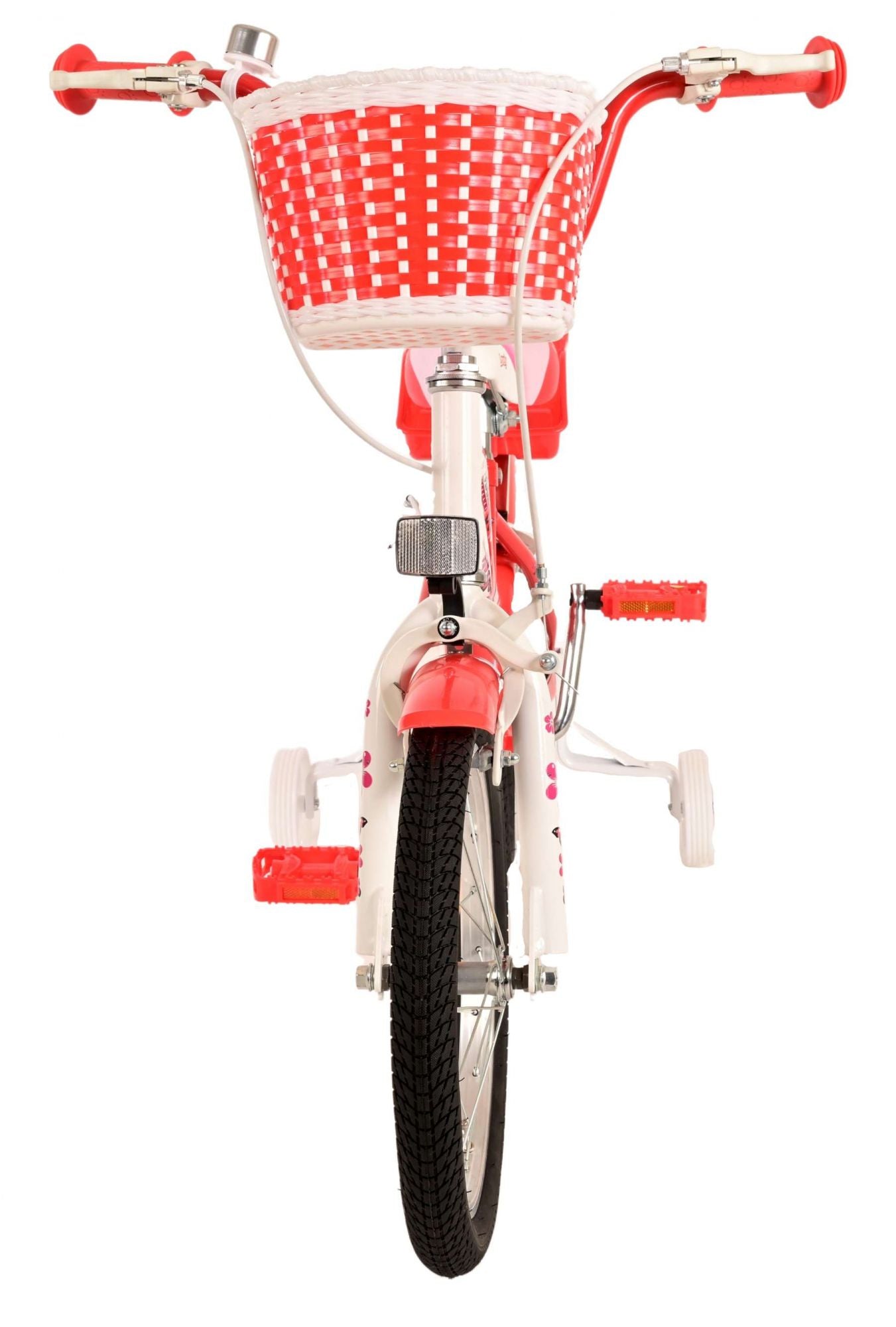 Biciclette per bambini adorabili Volare - Girls - 16 pollici - Bianco rosso - Freni a due mani