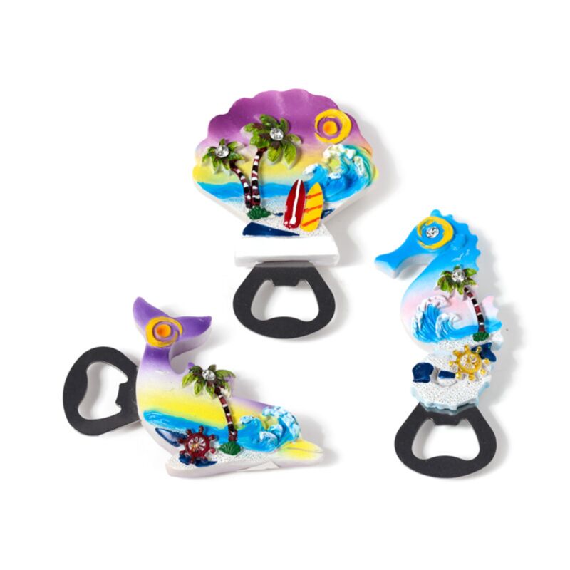 Abridor de botellas de imán de recuerdo de playaerr vida marina