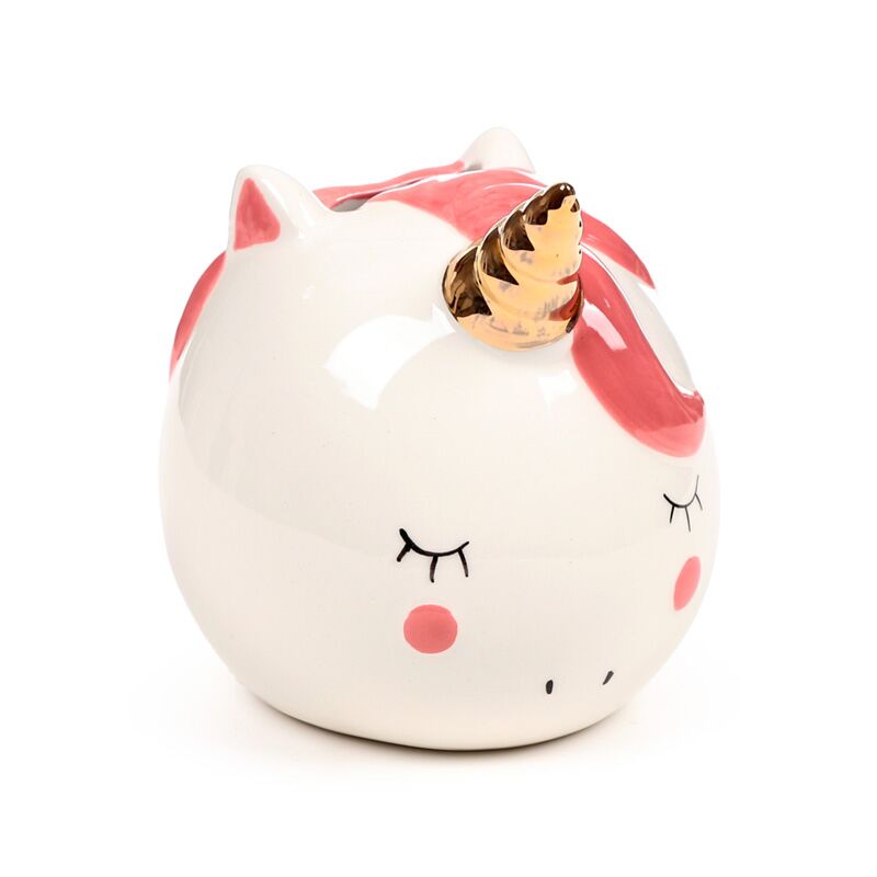 Piggy Bank White Unicorno arcobaleno incantato