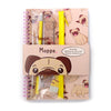 Mopps Pug Spiral Bound A5 Notebook Set di scrittura a 6 pezzi