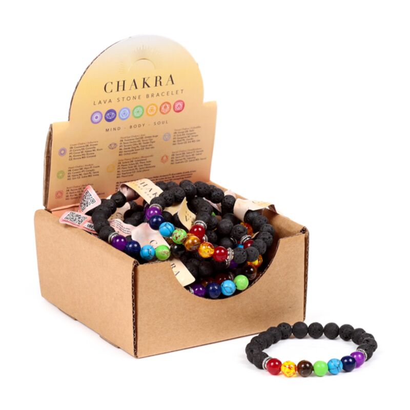 Bracciale di pietre preziose di Chakra Lava Stone