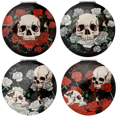 Calavera y rosas compactas espejo