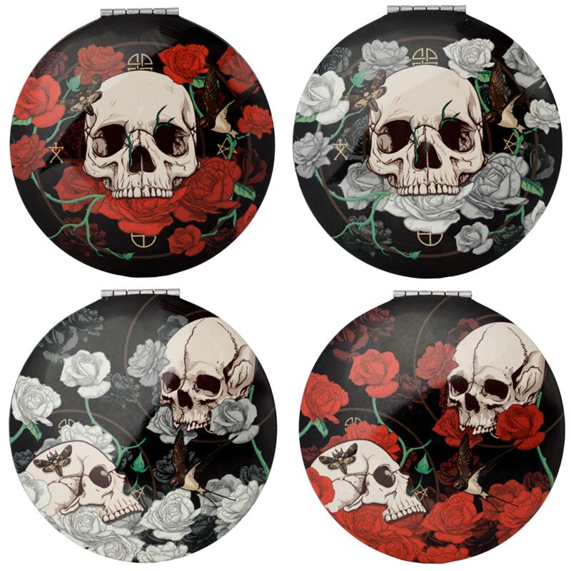 Calavera y rosas compactas espejo