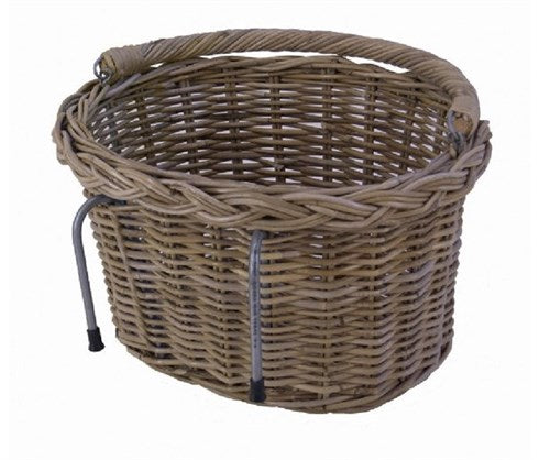 Basil Pit Wicker Basket Round Medium Flat Brown