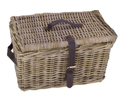 Dr rieten v-ager mand xl grijs met deksel 50x40x30