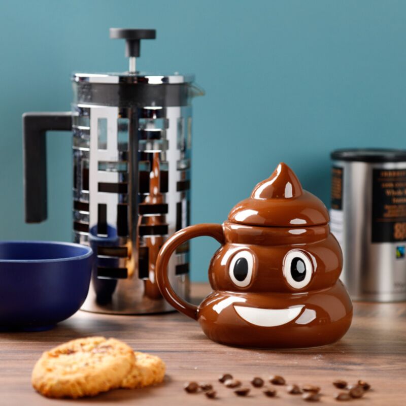 Tazza in ceramica a forma di Turd emotiva con coperchio