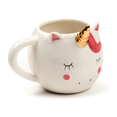 Tazza a forma di unicorno arcobaleno incantato bianco