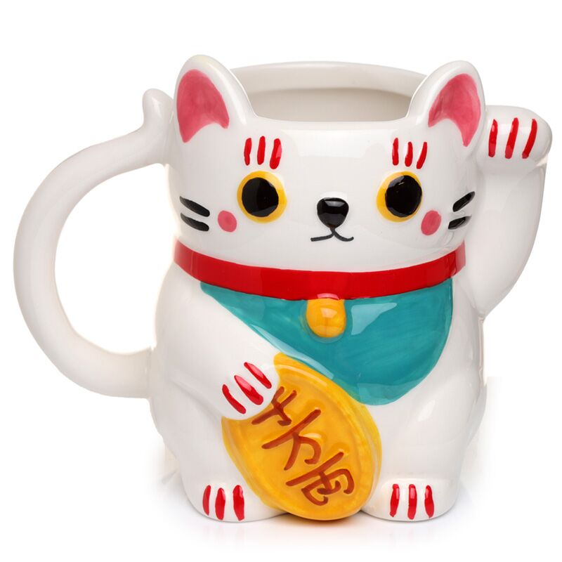 White Maleki Neko Happiness Cat Forma Formato tazza in ceramica