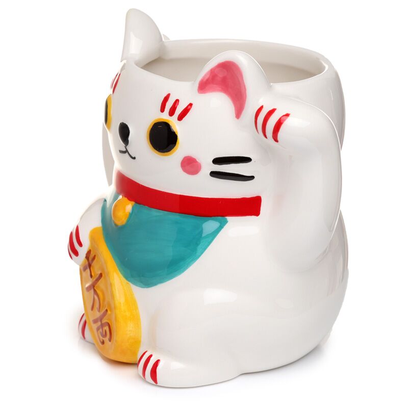 White Maleki Neko Happiness Cat Forma Formato tazza in ceramica