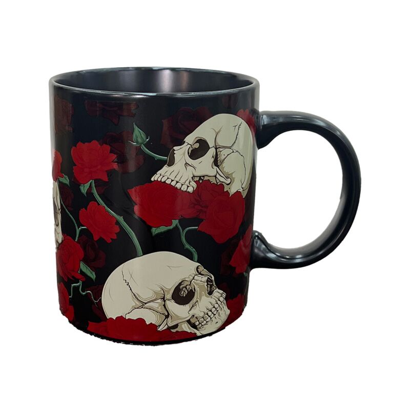 Tazza in porcellana con rose teschio