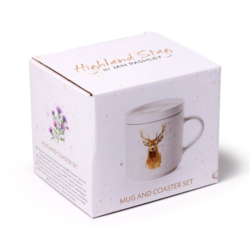 Jan pashley wild hert porselein mok onderzetter set