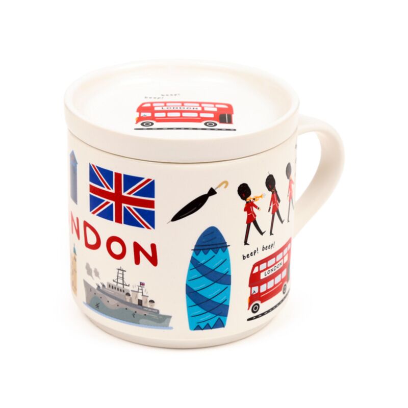 Tazza in porcellana souvenir di Londra con set di coperchio sottobicchiere