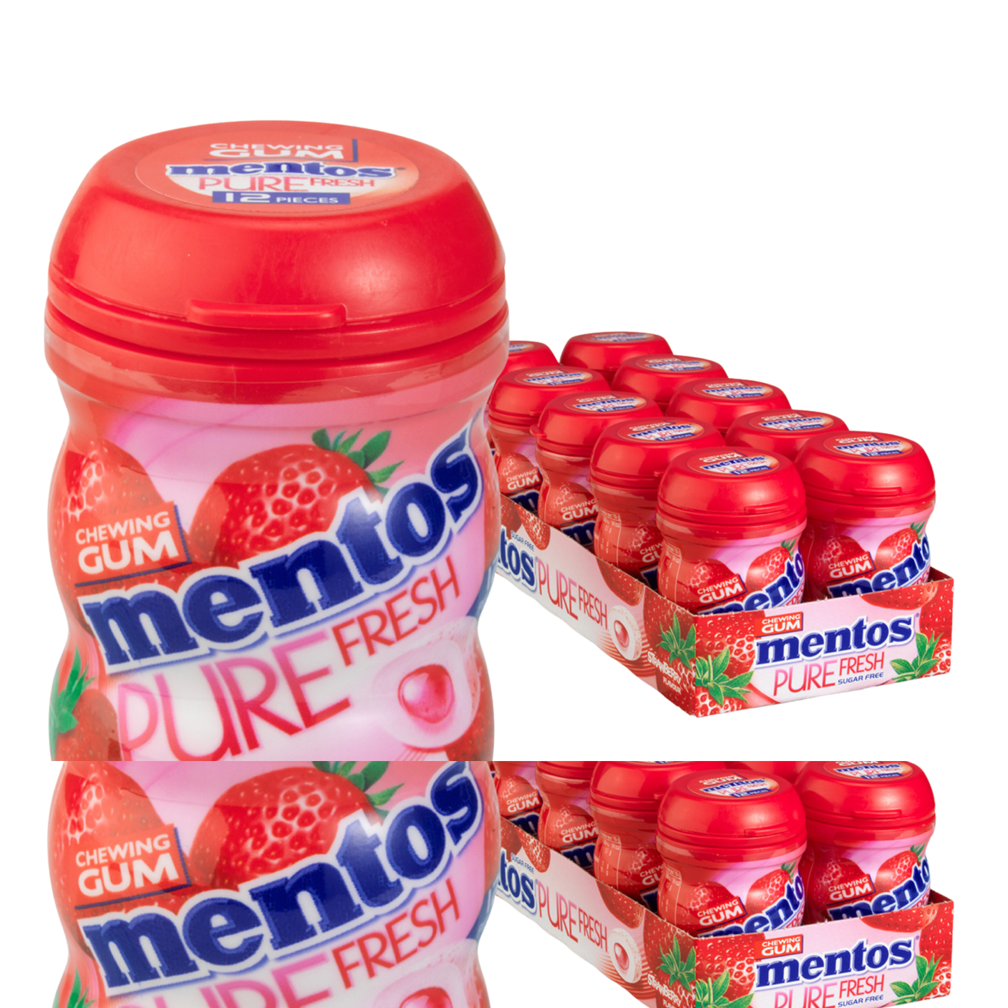 Mentos kauwgom pure fresh strawberry mini (10x 12 stuks)