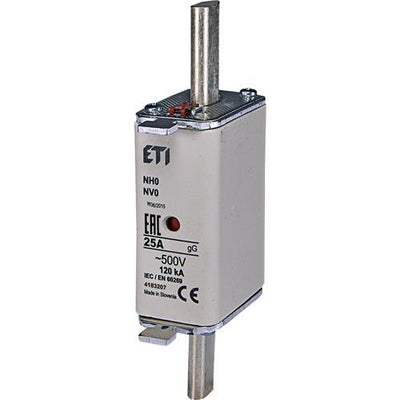 Fusibile lamellare Eti 25a - 500v din nh0 gg | Pezzi da 3 pezzi