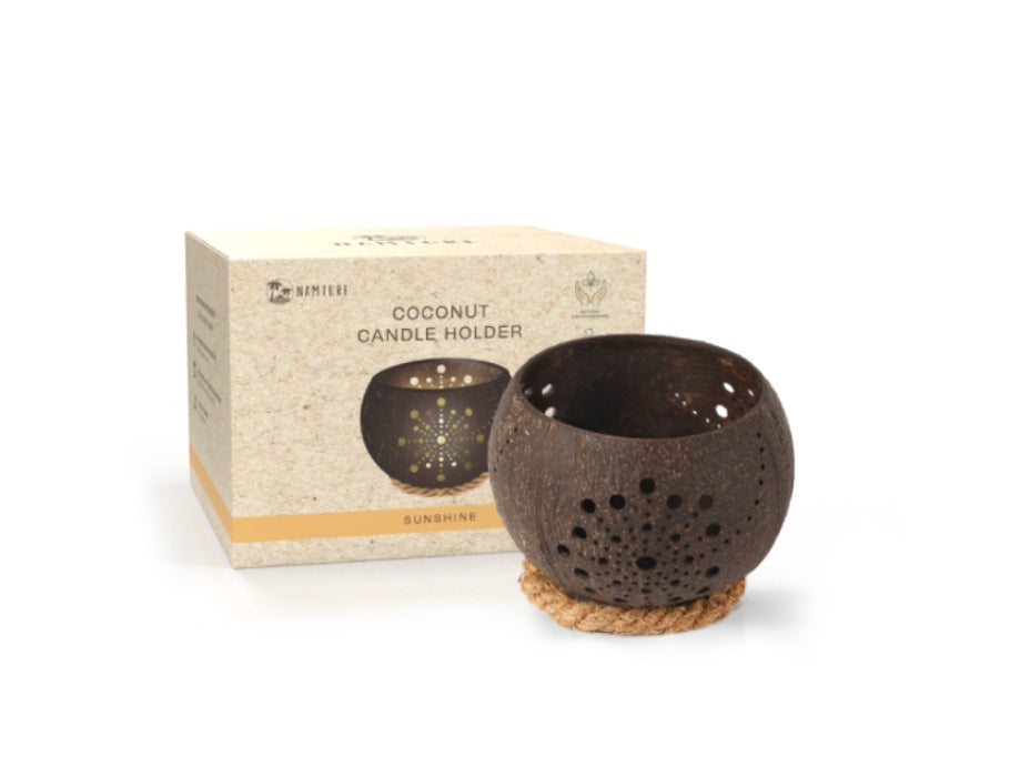 Namture Sunshine del supporto per candele di cocco