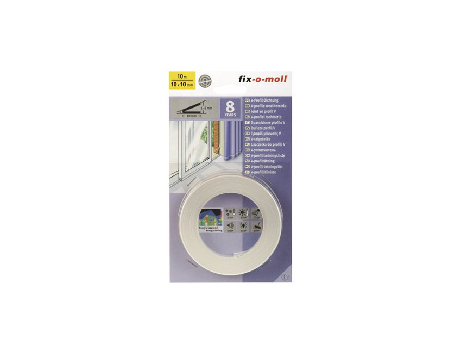 Fix-O-Moll Draft Tape V-Profile 10x10mm 10m bianco