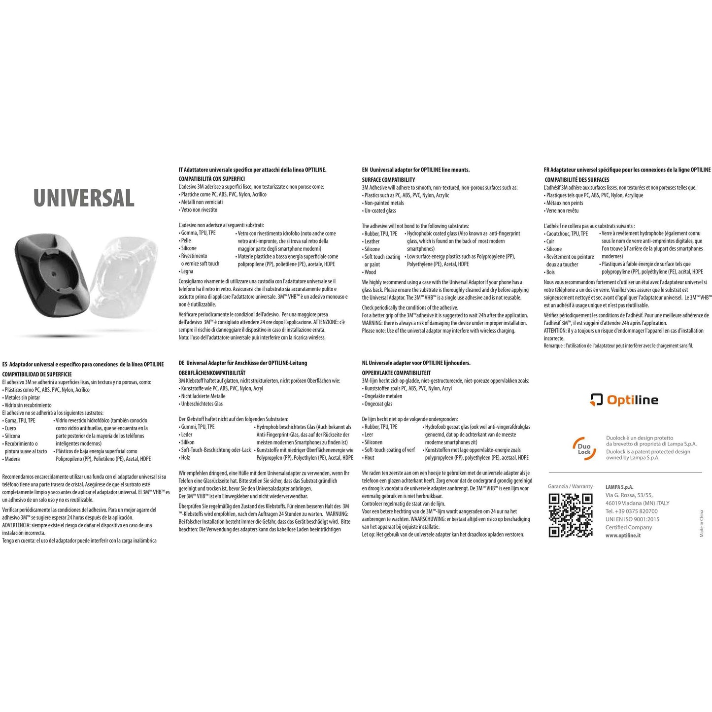 Adattatore universale di optiline chiaro