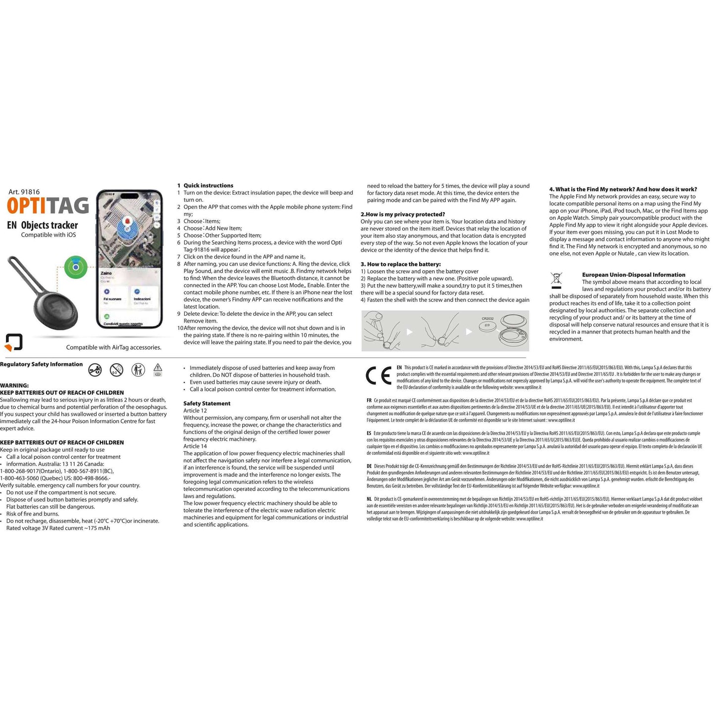 Etiqueta optilina, localizador de objetos