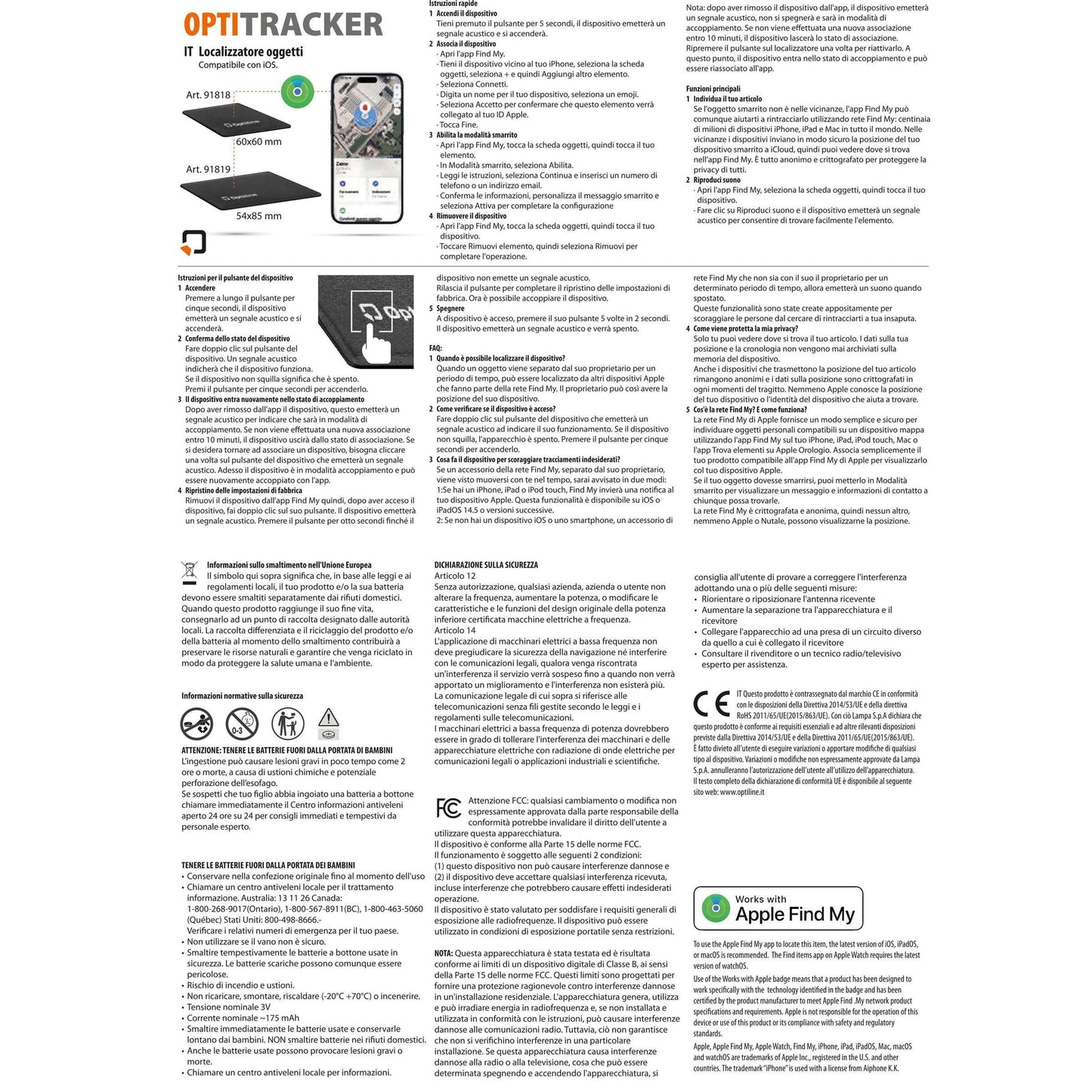 Optiline Tracker Compact, localizzatore adesivo ultra-sottile