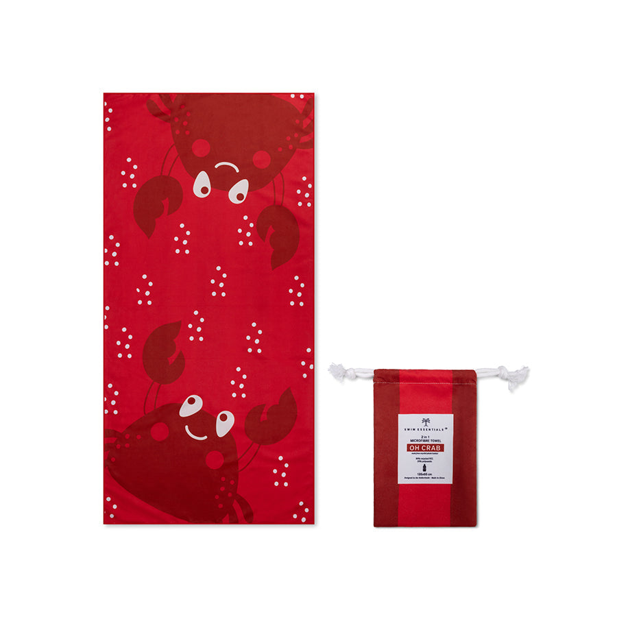 Crabby | Asciugamano in microfibra rossa 135 x 65 cm