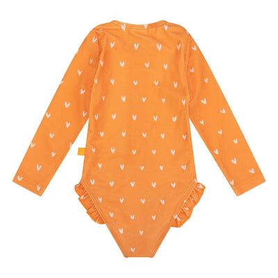 Orange kiss | oranje meisjes uv badpak met lange mouwen