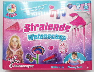 science 4 you stralende wetenschap set met gekleurde bellen en zoute bloemen.