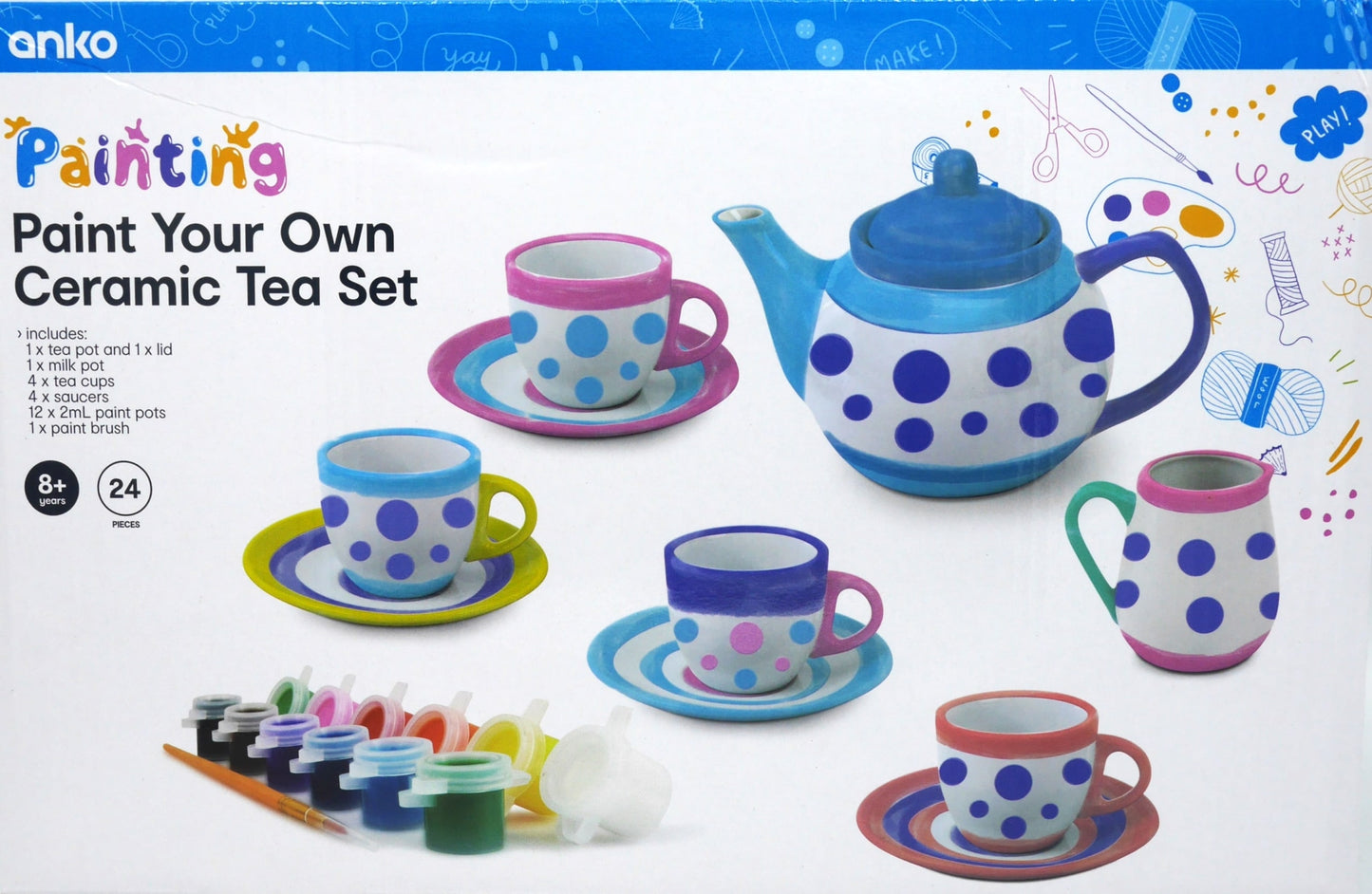 Colora il tuo set di tè in ceramica.