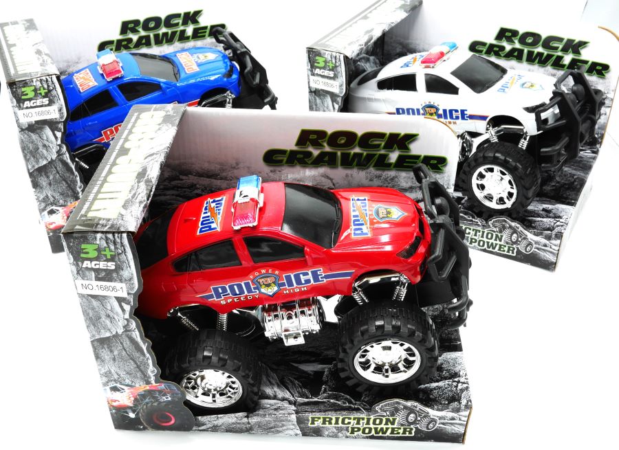 Auto di polizia di Jonotoys Rock Crawler in 3 diversi colori.