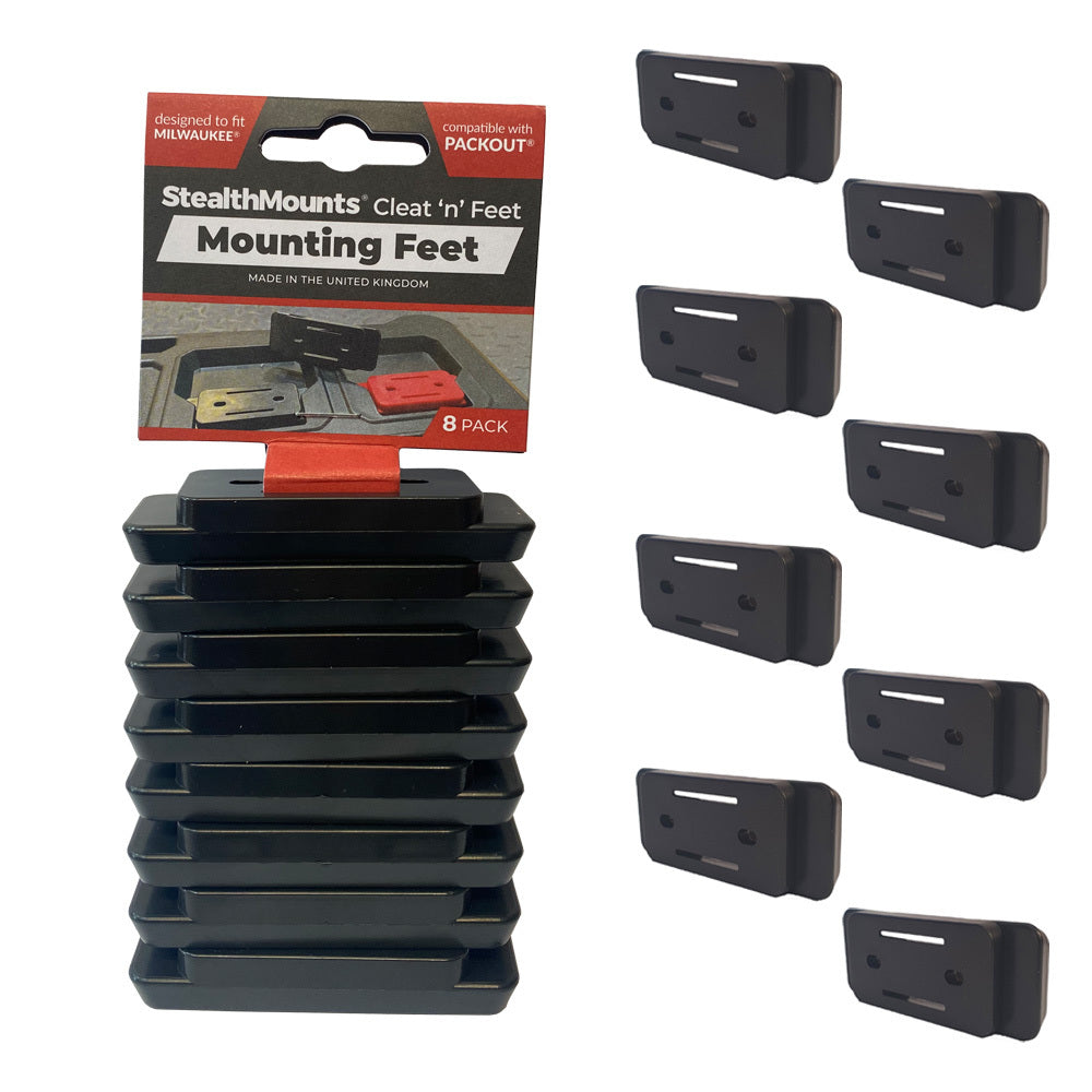 Monturas sigilosas con tacos y pies | pies de montaje | negro | 8 piezas - pac-f-01-8