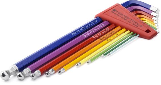 Pb swiss tools juego de llaves hexagonales pb color largo + cabeza esférica
