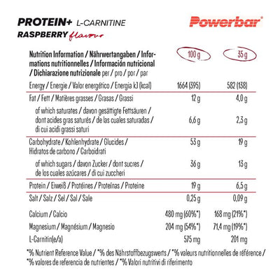 Powerbar protein+ l-carnitina (30 x 35gr) - yogur de frambuesa