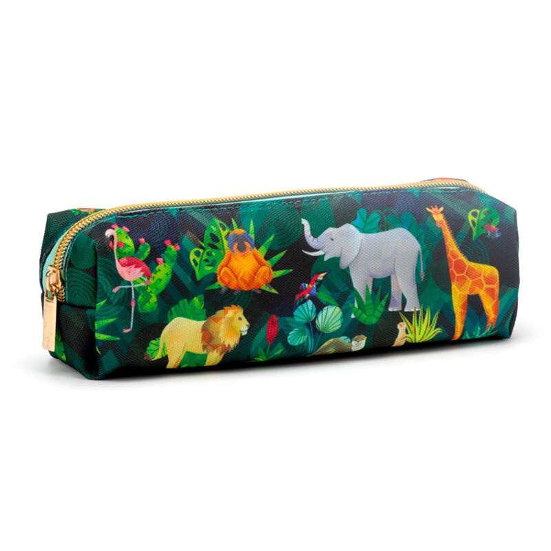 Caja de lápiz lona del reino animal