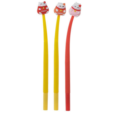 Maneki neko gelukskat fijnschrijver pen - zwart