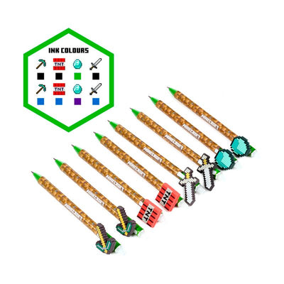 Union set van 8 uitwisbare pennen minecraft gereedschap top