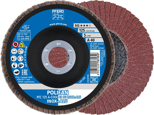 Disco lamellare Pferd 125mm a60 acciaio inox alu | 10 pezzi