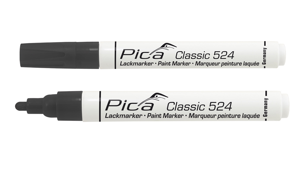 Pic a 524 46 pennarello a vernice | 2-4mm| punta tonda | nero | 10 pezzi - pi52446