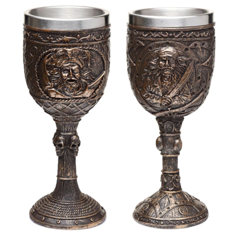 Copa de beber pirata decorativo de madera de oro cepillado