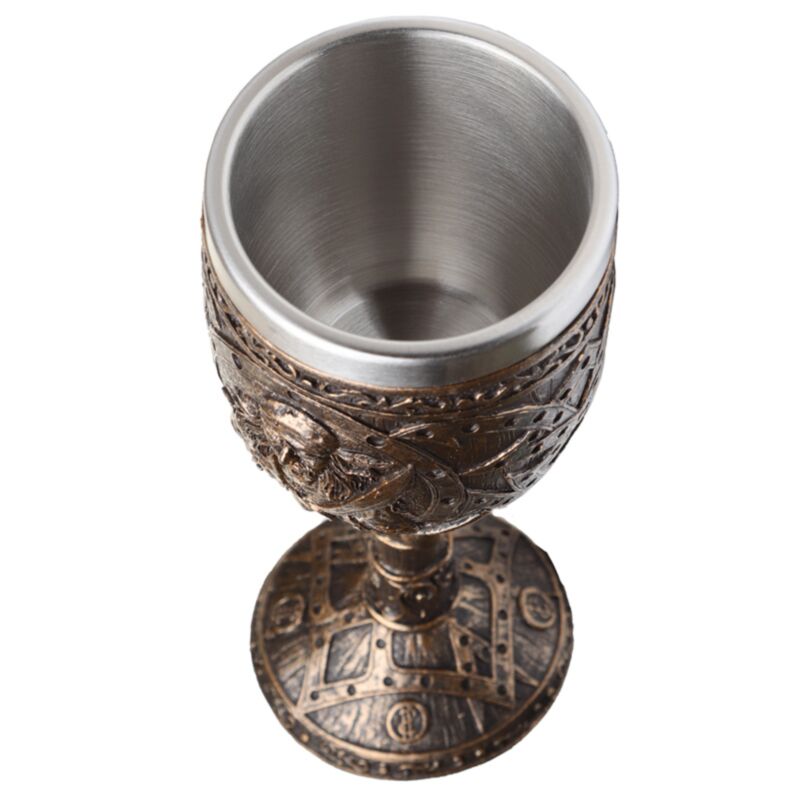 Copa de beber pirata decorativo de madera de oro cepillado