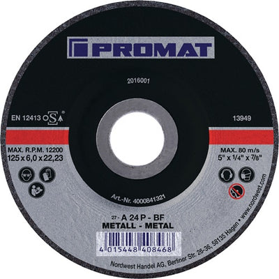 Disco abrasivo Promat tecwerk | d125xs6mm | acero doblado | agujero 22,23 mm - 4000841321