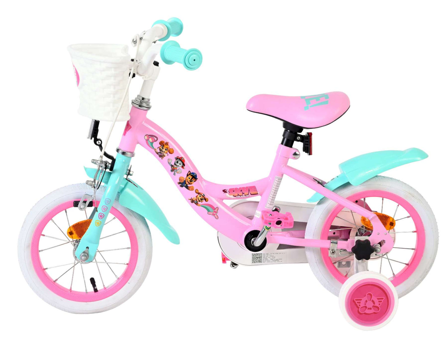 Volare paw patrol kinderfiets - meisjes - 12 inch - roze