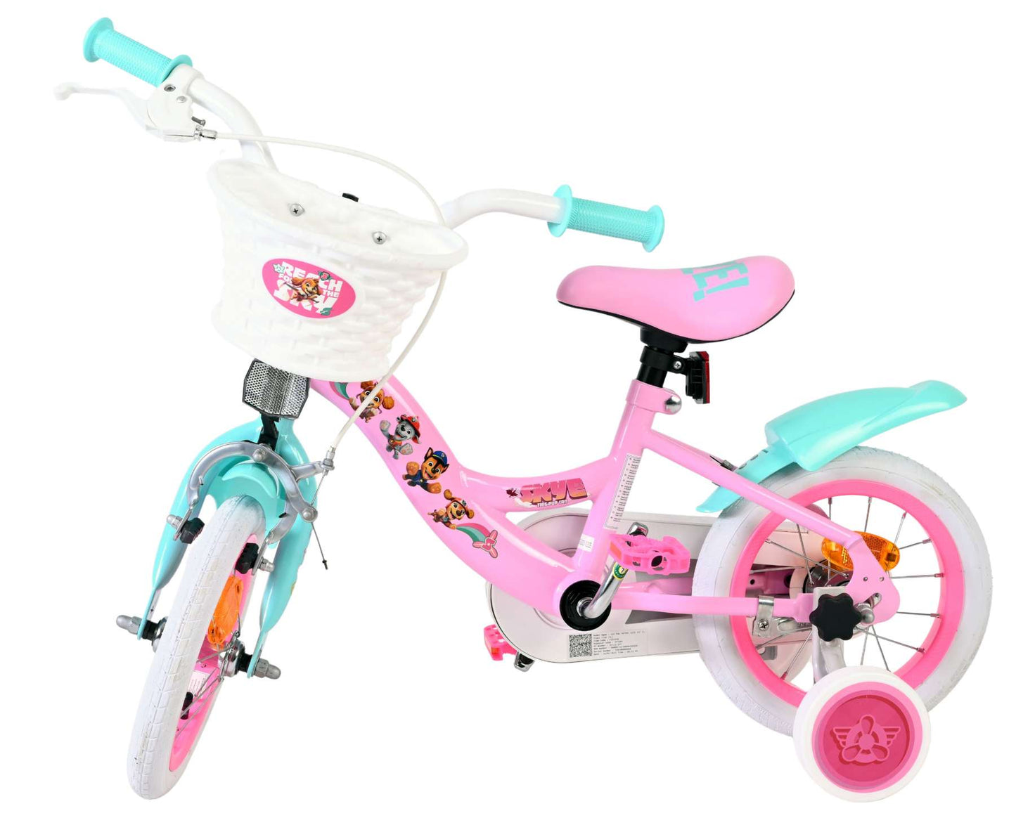 Volare paw patrol kinderfiets - meisjes - 12 inch - roze