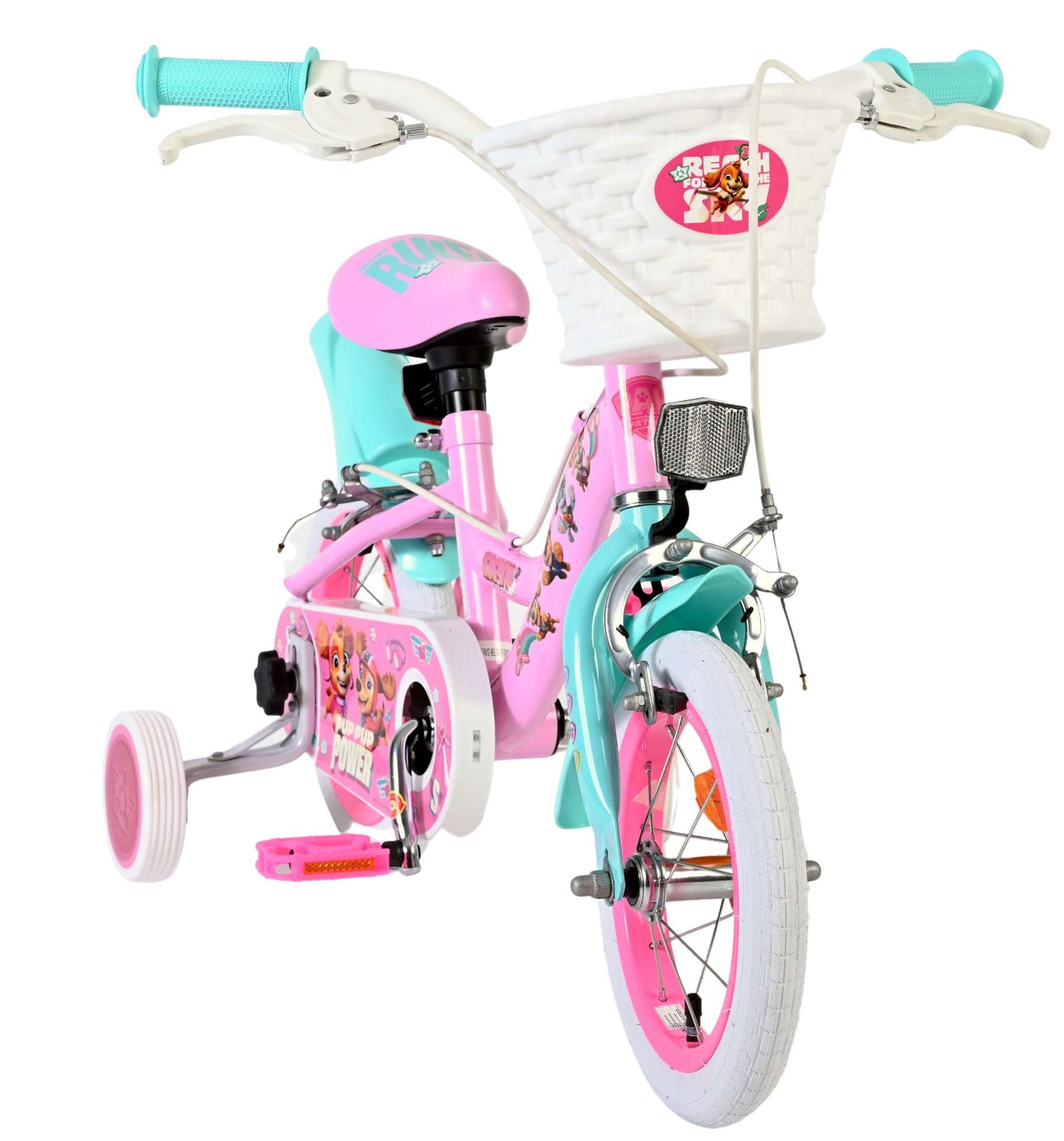 Volare paw patrol kinderfiets - meisjes - 12 inch - roze - twee handremmen